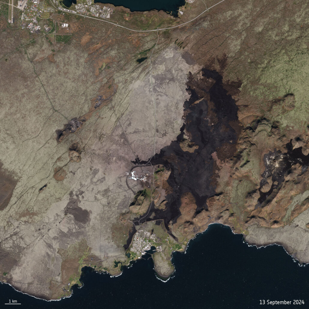 Lava i terrænet ved Svartsengi-vulkanen i efteråret 2024